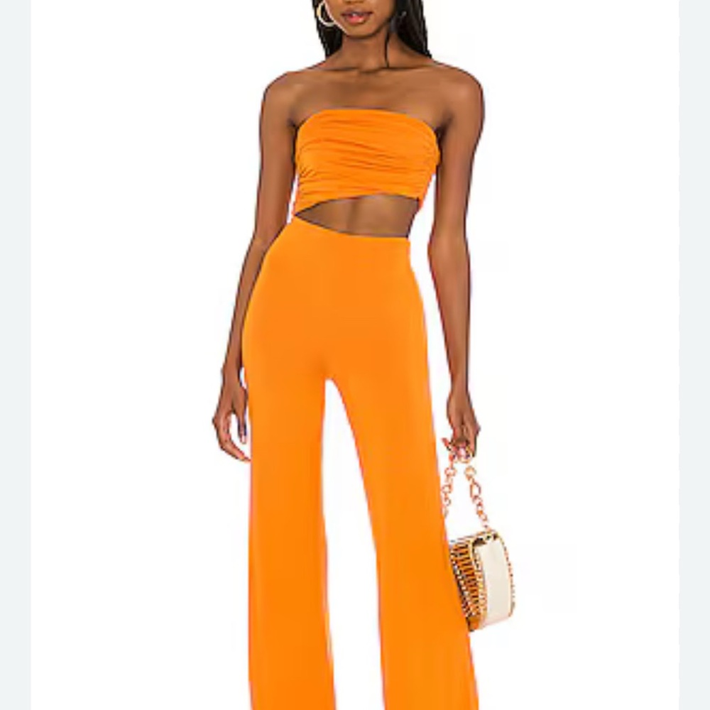 House of Harlow Women's Orange Strapless Jumpsuit